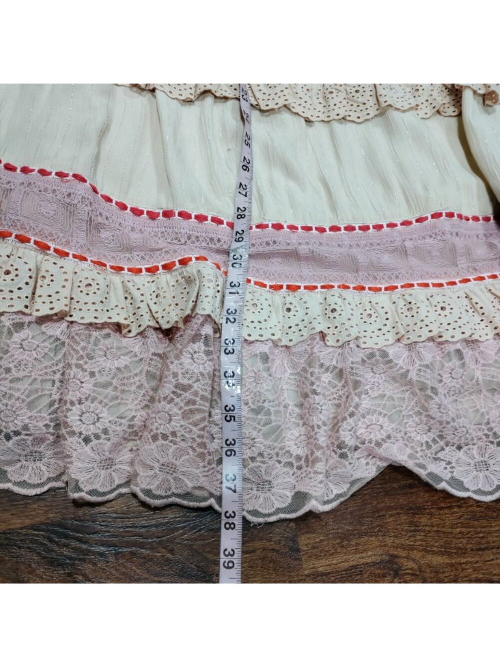 Blank By Anthropologie Boho Lace Vintage-Inspired Ruffled Crochet Layer XS-M - Picture 14 of 15